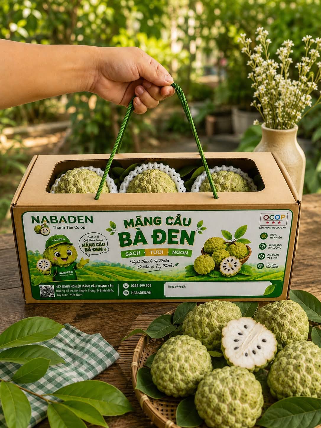 Hộp quà mãng cầu Bà Đen 3 trái tuyển chọn thượng hạng