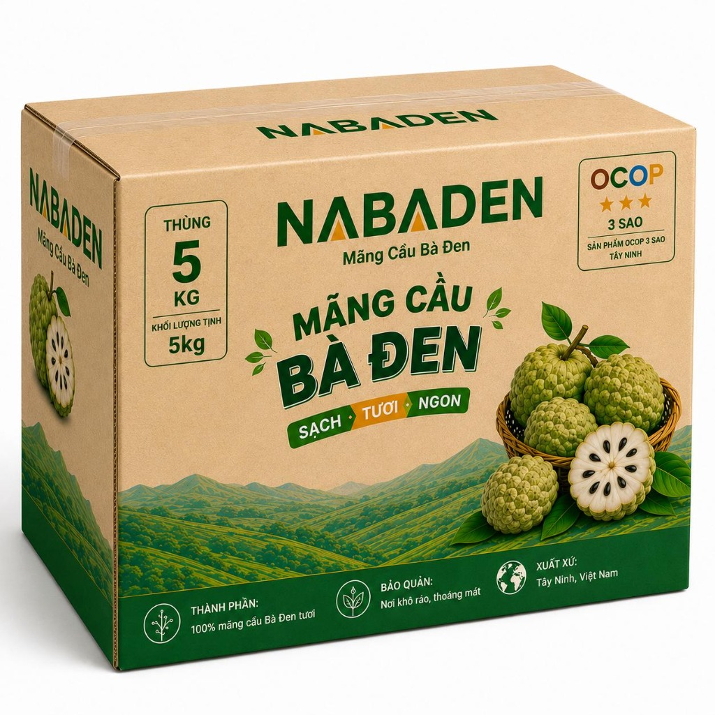 Thùng 5KG Mãng Cầu Bà Đen Tây Ninh Tuyển Chọn